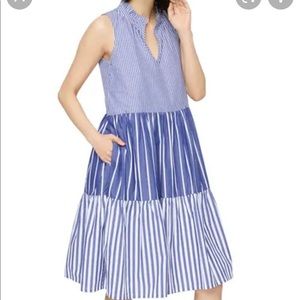J Crew mixed stripe tiered popover dress